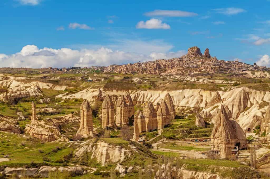 Fairy houses stone cliffs and Uchisar natural stone fortress